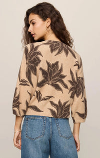 Z Supply Valor Floral Cardigan - Soft Ecru-Hand In Pocket