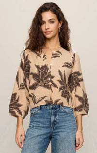 Z Supply Valor Floral Cardigan - Soft Ecru-Hand In Pocket