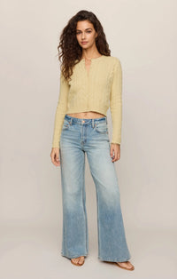 Z Supply Cera Cardigan - Lemon Chiffon-Hand In Pocket