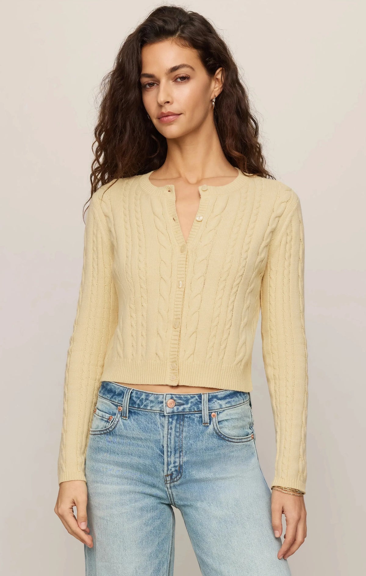 Z Supply Cera Cardigan - Lemon Chiffon-Hand In Pocket