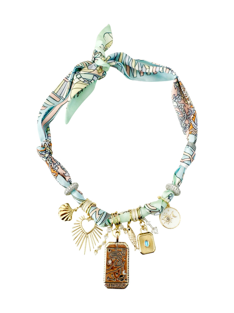 Lisa Multi Charm Scarf Necklace-Hand In Pocket