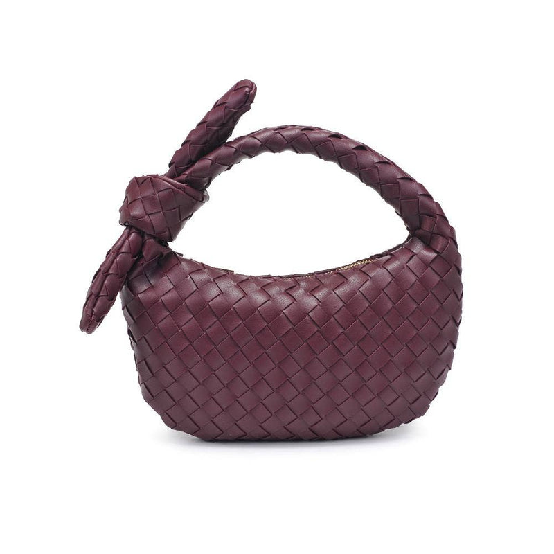 Lizbeth Woven Knot Clutch- Merlot-Hand In Pocket