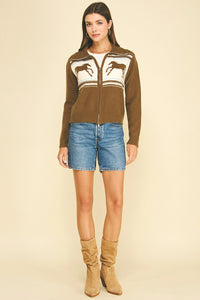Fina Pony Cardigan - Brown