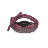 Lizbeth Woven Knot Clutch- Merlot-Hand In Pocket