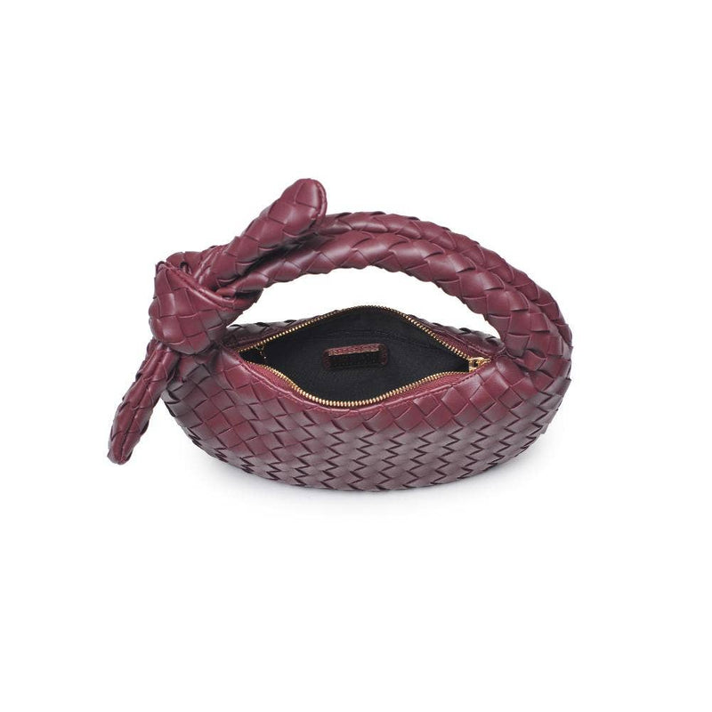 Lizbeth Woven Knot Clutch- Merlot-Hand In Pocket