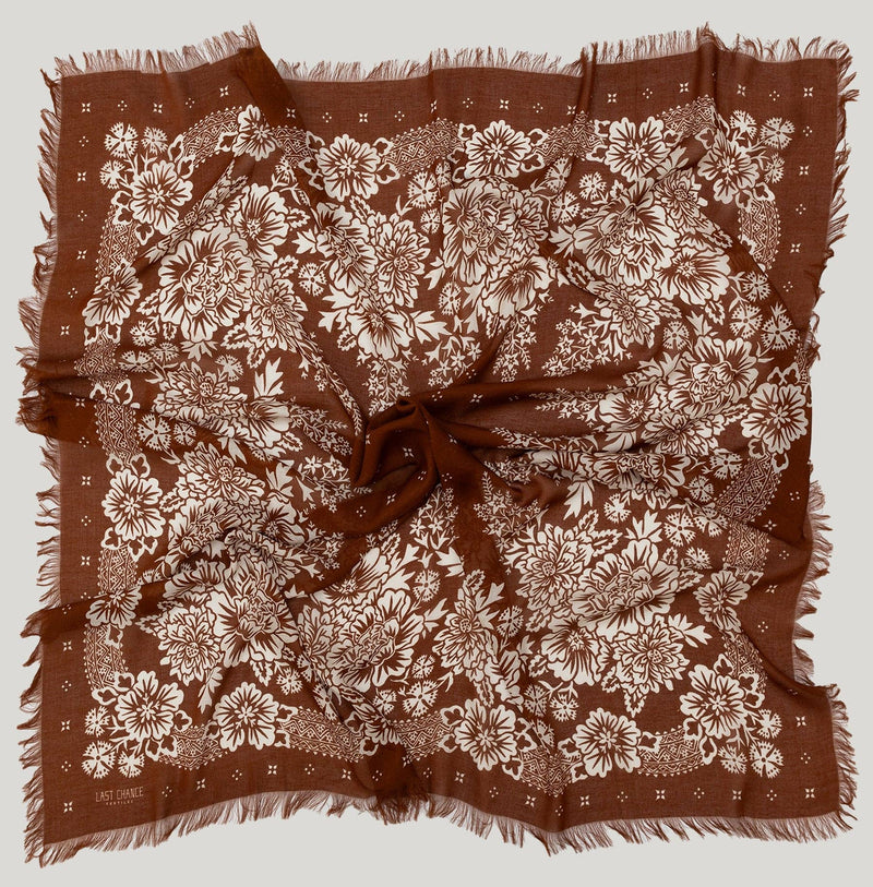 Oversize Fringe Bandana - Blossom in Cocoa-Hand In Pocket