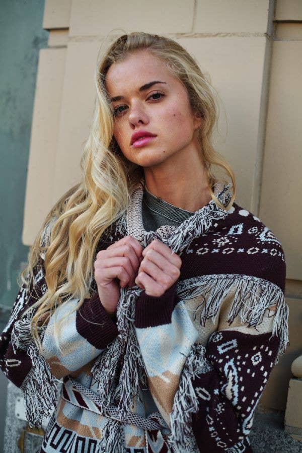 Miramar Knit Belted Cardigan - Blue/Brown-Hand In Pocket