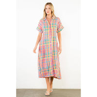 THML Ariel Button Down Midi Dress - Orange-Hand In Pocket
