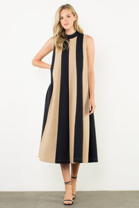 THML Melody Colorblock Halter Dress - BK-Hand In Pocket