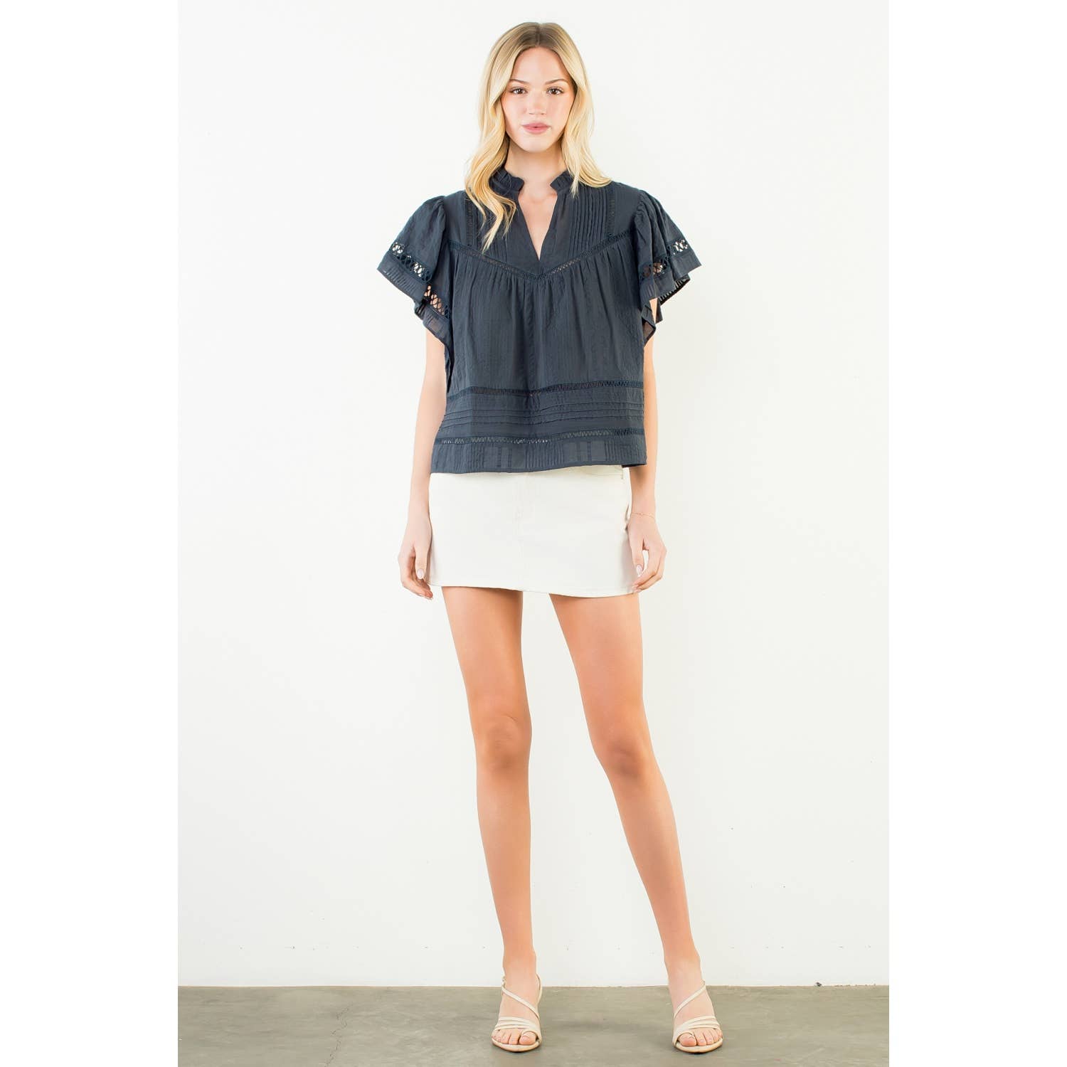 THML Florence Top - Navy-Hand In Pocket