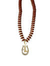 Leni Brown Beaded Necklace with Horseshoe and Boot Charm-Hand In Pocket