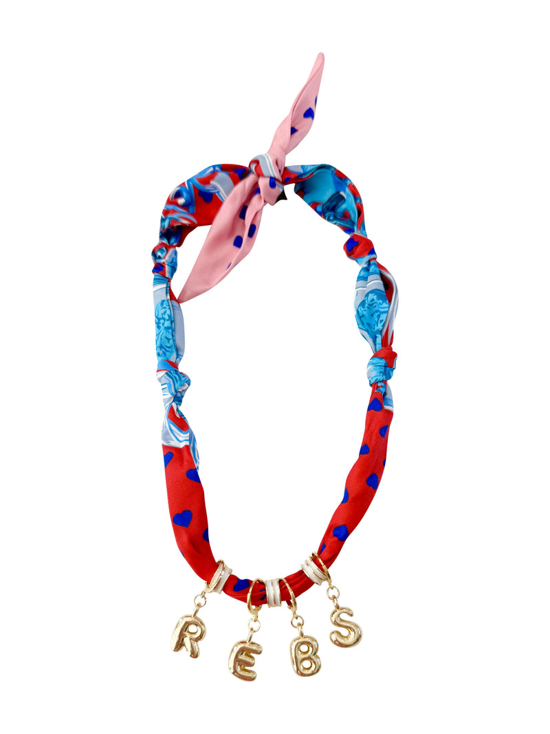 Ole Miss Game Day Bubble Letter Scarf Necklace -Hand In Pocket