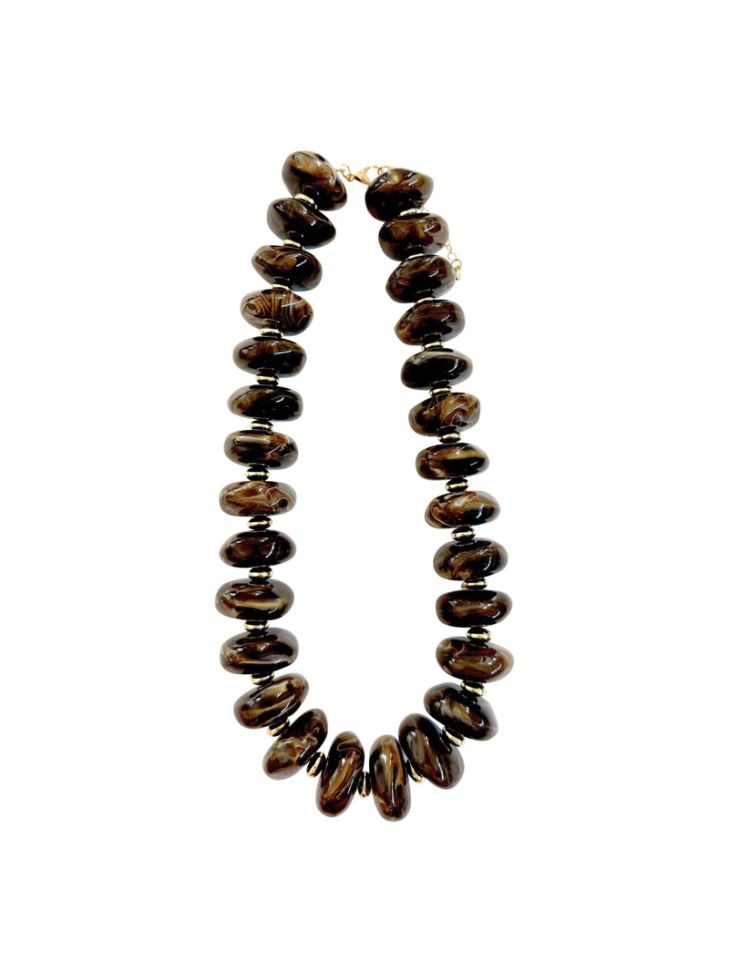Randi Chunky Beaded Necklace- Chocolate-Hand In Pocket