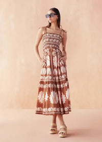Omika Adley Maxi Dress- Marla Cardamom-Hand In Pocket