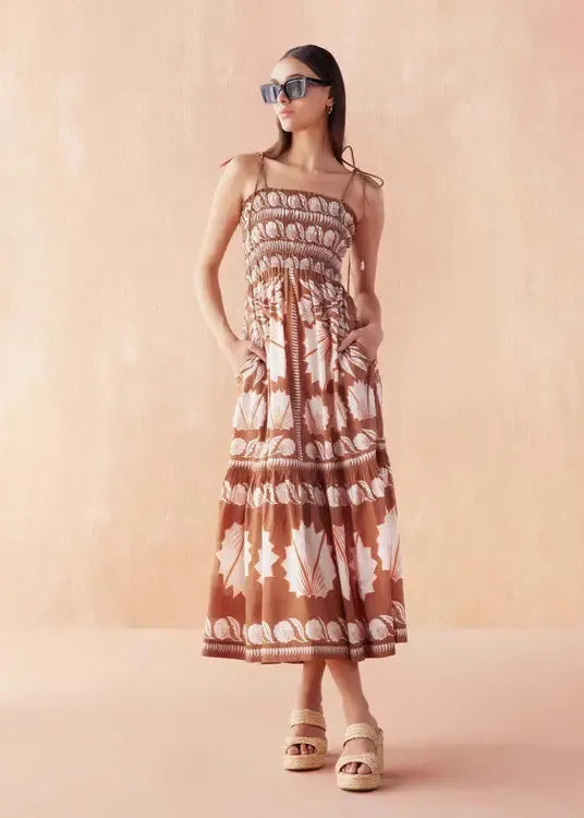 Omika Adley Maxi Dress- Marla Cardamom-Hand In Pocket