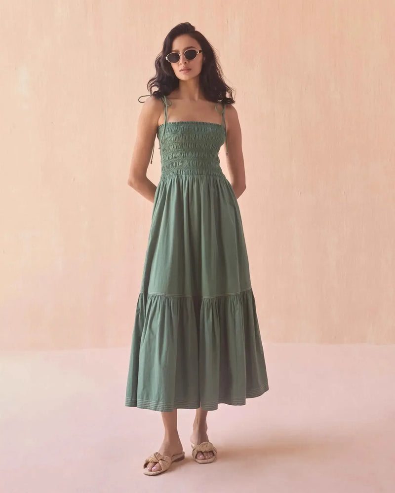 Omika Adley Maxi Dress - Solid Palm-Hand In Pocket