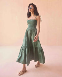 Omika Adley Maxi Dress - Solid Palm-Hand In Pocket