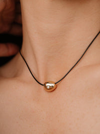 Polished Pebble Leather Pendant Necklace: 18k Gold Plated / One Size-Hand In Pocket