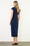 THML Leena Ruched Dress - Navy-Hand In Pocket