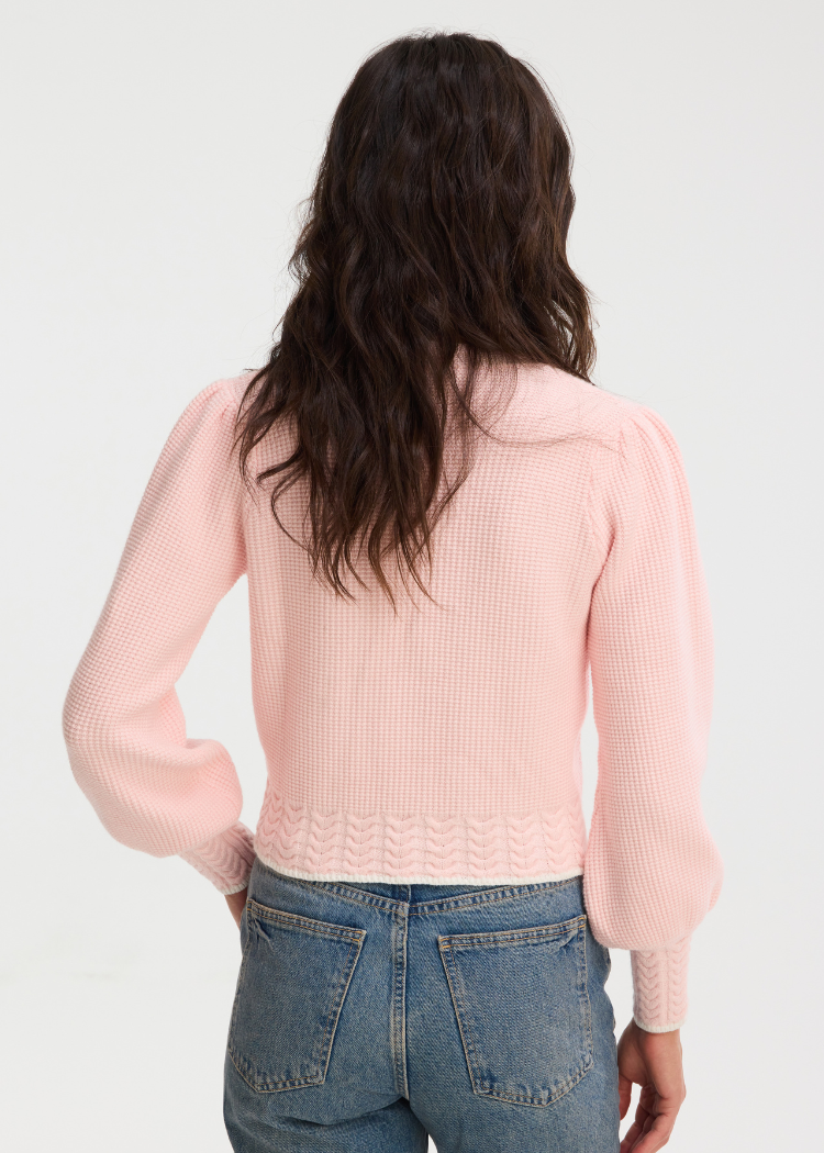 Allison Heart Piper Cardigan -Light Pink-Hand In Pocket