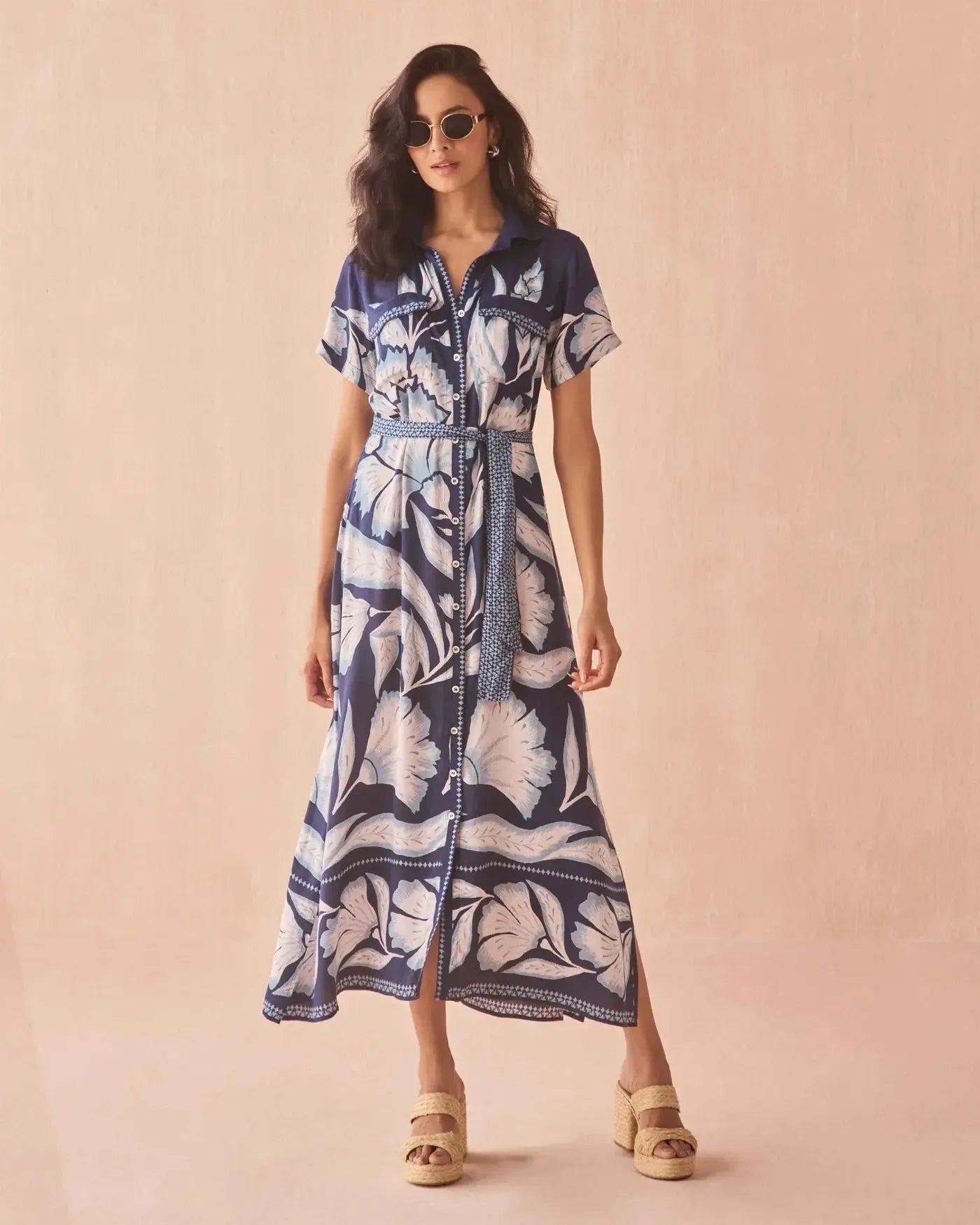 Omika Amira Shirtdress - Adelaide Mariner-Hand In Pocket