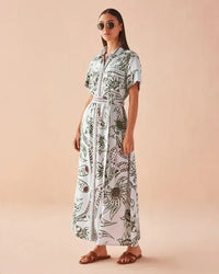 Omika Amira Shirt Dress- Diya Powder-Hand In Pocket