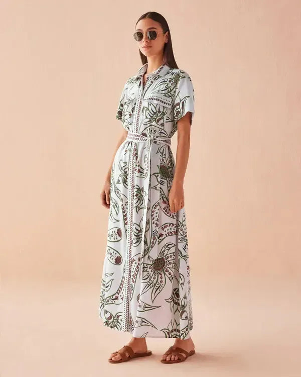 Omika Amira Shirt Dress- Diya Powder-Hand In Pocket