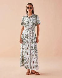 Omika Amira Shirt Dress- Diya Powder-Hand In Pocket