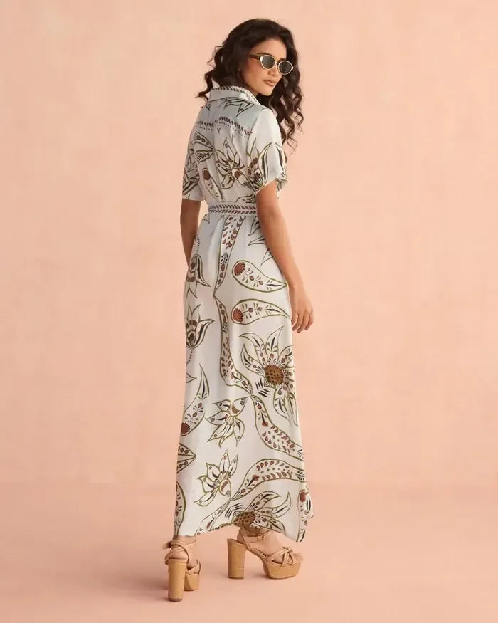 Omika Amira Shirt Dress- Diya Powder-Hand In Pocket