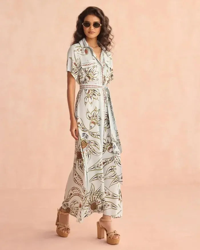 Omika Amira Shirt Dress- Diya Powder-Hand In Pocket