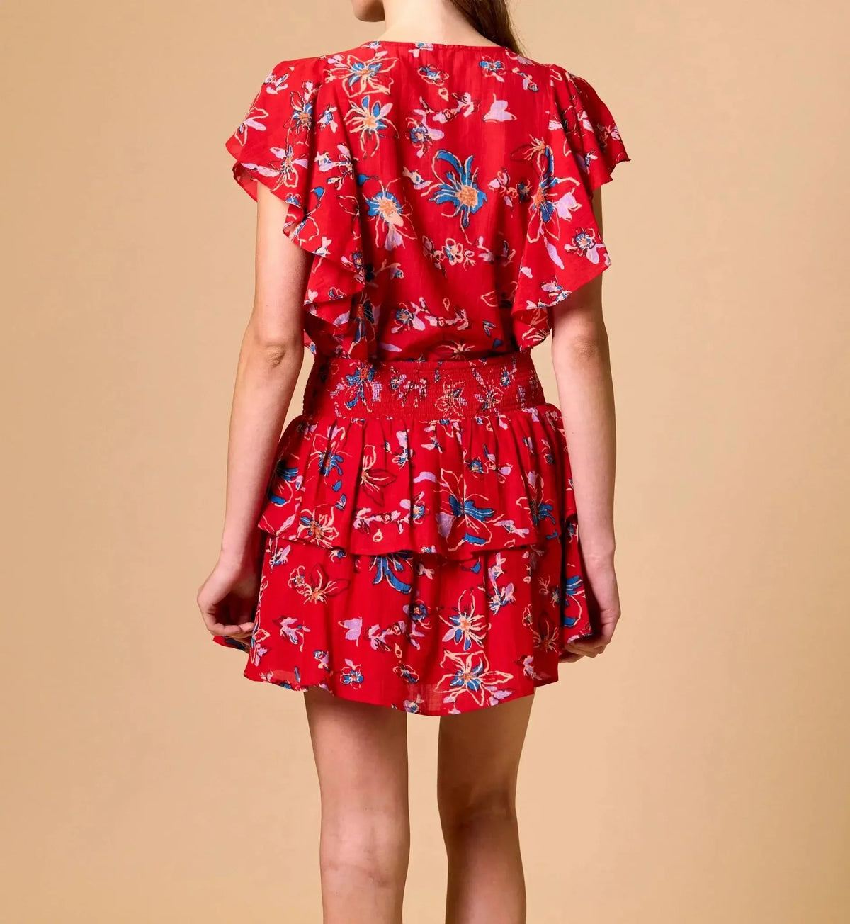 Cleobella Arden Mini Skirt- Fiore Rosso-Hand In Pocket