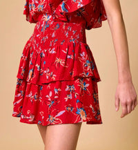 Cleobella Arden Mini Skirt- Fiore Rosso-Hand In Pocket
