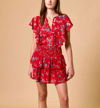 Cleobella Arden Mini Skirt- Fiore Rosso-Hand In Pocket