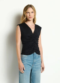 Michael Stars Lune Shirred Front Tank - Black