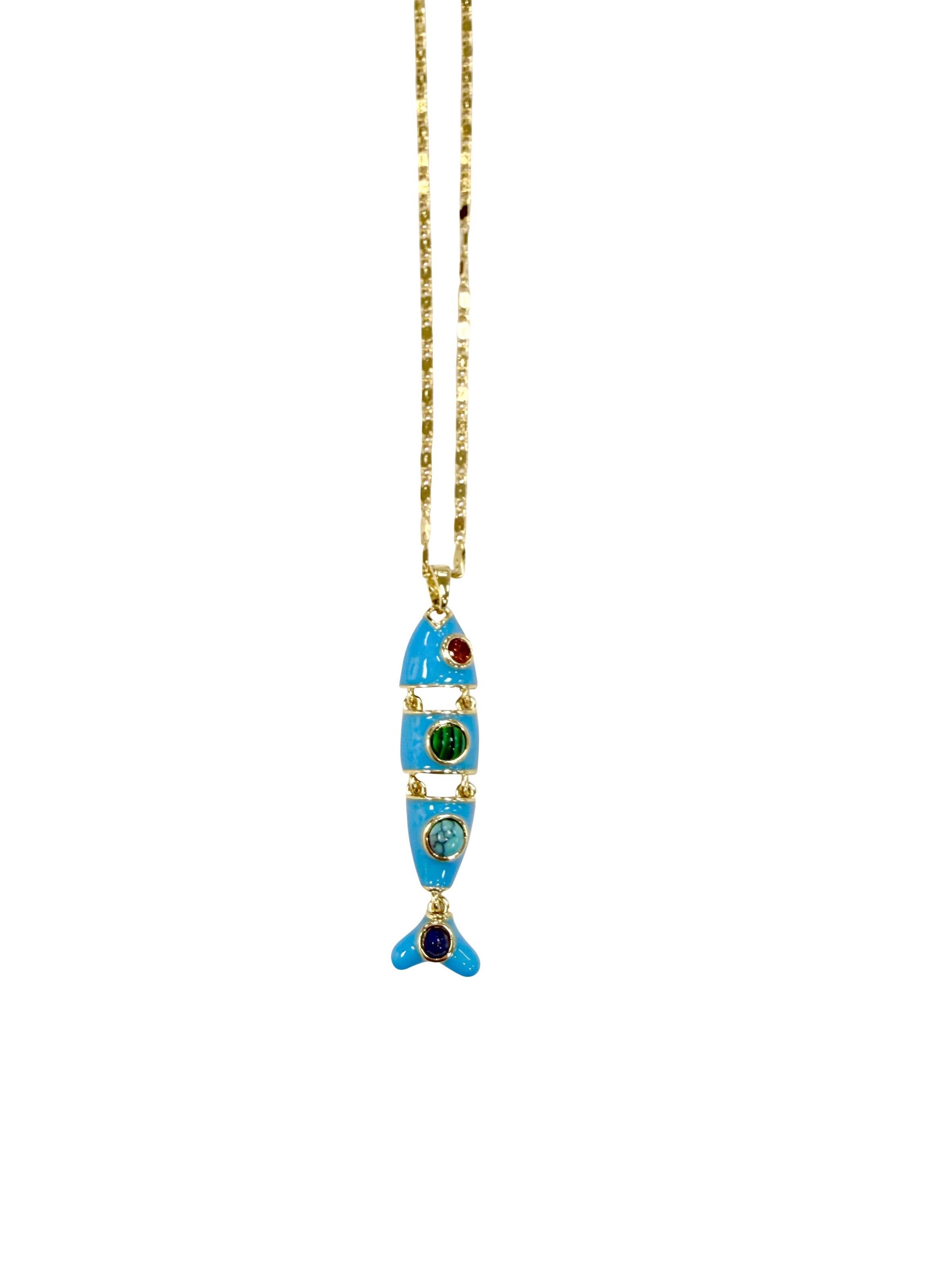 Pisces Fish Necklace- Turquoise-Hand In Pocket