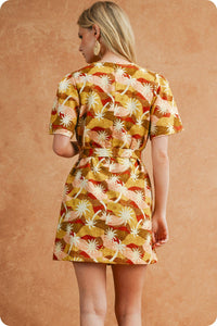 Sunburst Belted Mini Dress - Multi-Hand In Pocket