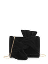 CORA Bow CLUTCH: BLACK-Hand In Pocket