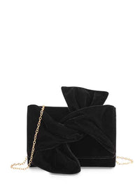 CORA Bow CLUTCH: BLACK-Hand In Pocket