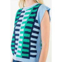 THML Lexi Colorblock Knit Top - Light Blue-Hand In Pocket