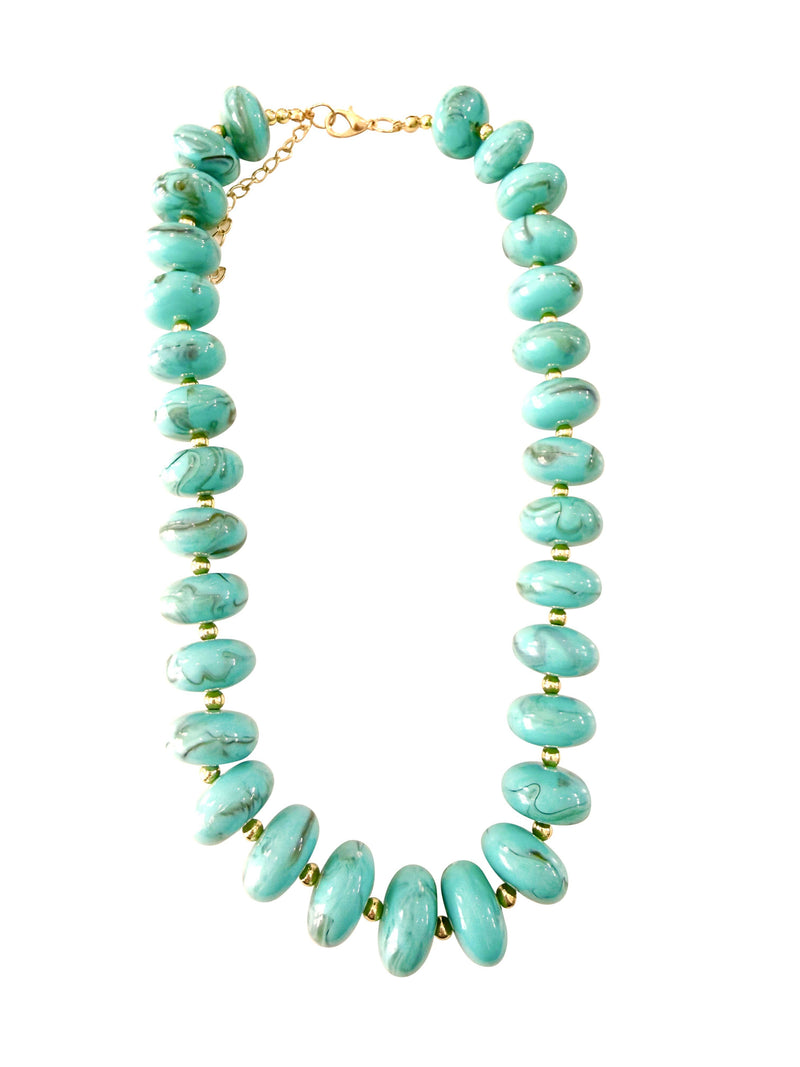 Holly Chunky Beaded Necklace - Turquoise-Hand In Pocket