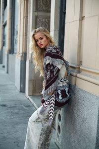 Miramar Knit Belted Cardigan - Blue/Brown-Hand In Pocket