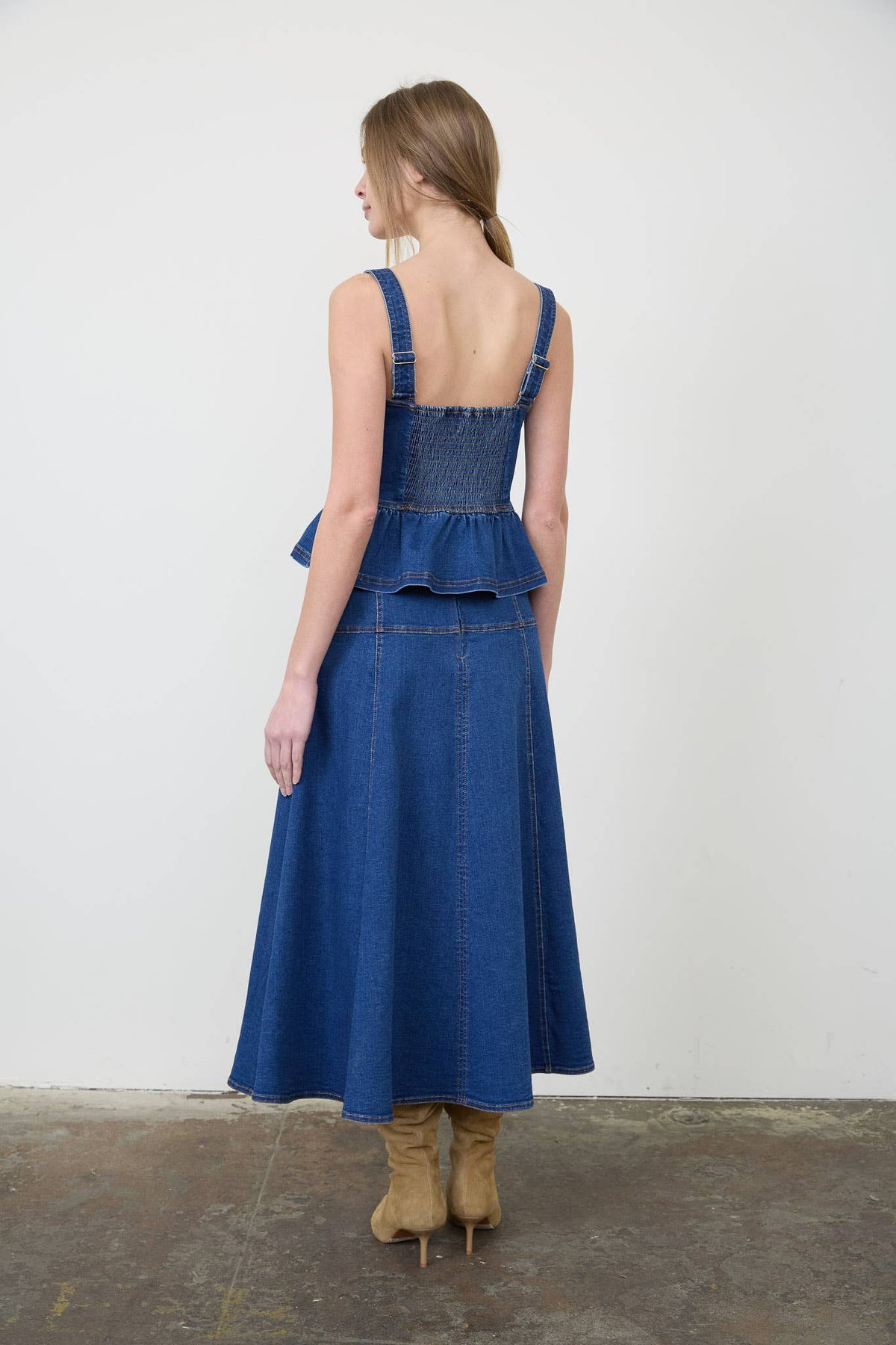 Savannah Peplum Top - Denim-Hand In Pocket