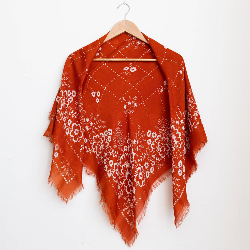 Oversize Fringe Bandana - Field in Chili-Hand In Pocket