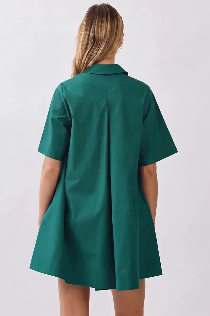 Jordan Mini Shirt Dress- Hunter