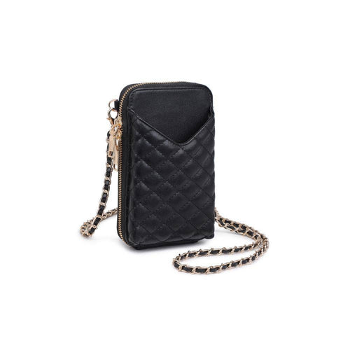 Bodie Quilted Cell Phone Crossbody: Black-Hand In Pocket