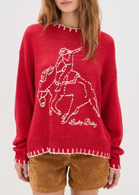 Bailey Rose Lucky Baby Sweater-Cherry Red-Hand In Pocket