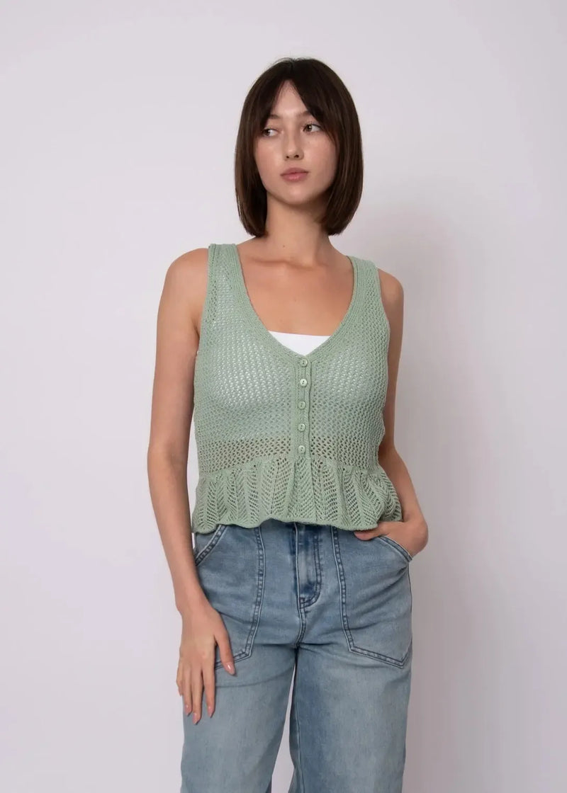 RD Style Malena Sleeveless Cardigan - Ivy-Hand In Pocket