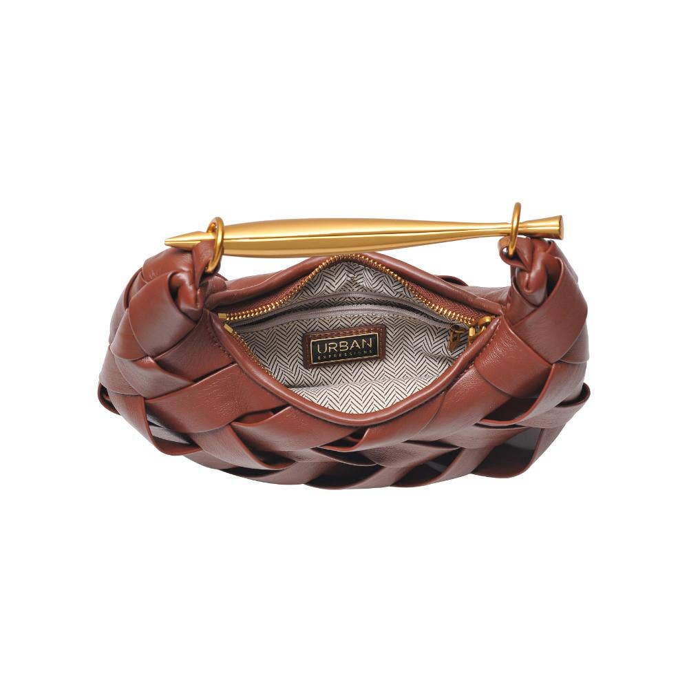 Ursula Woven Crossbody: Espresso-Hand In Pocket