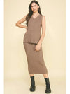Zoe Sweater Vest- and Skirt Set- Taupe-Hand In Pocket