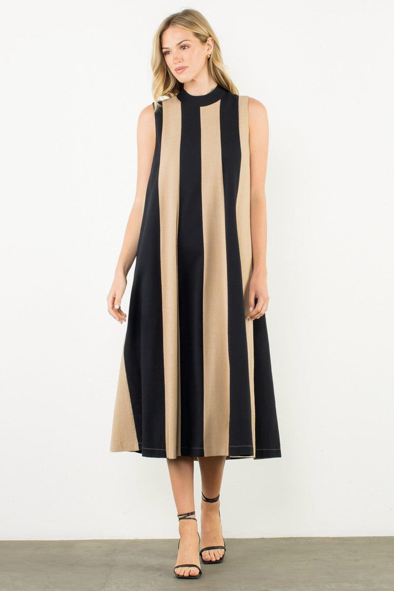 THML Melody Colorblock Halter Dress - BK-Hand In Pocket
